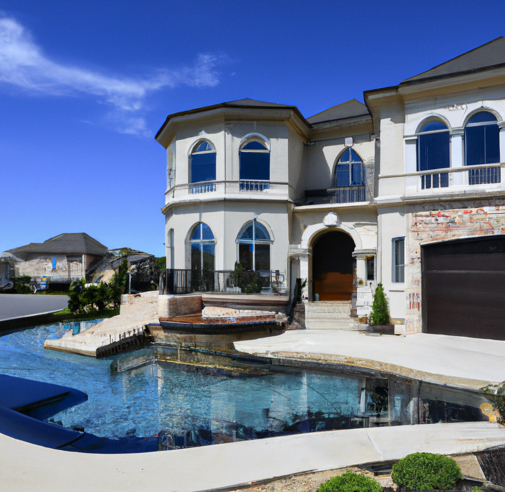 mansion and pool