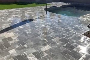 silver travertine pool deck