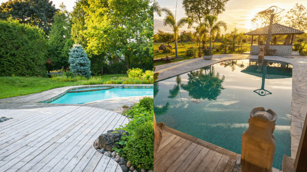 wooden pool deck designs